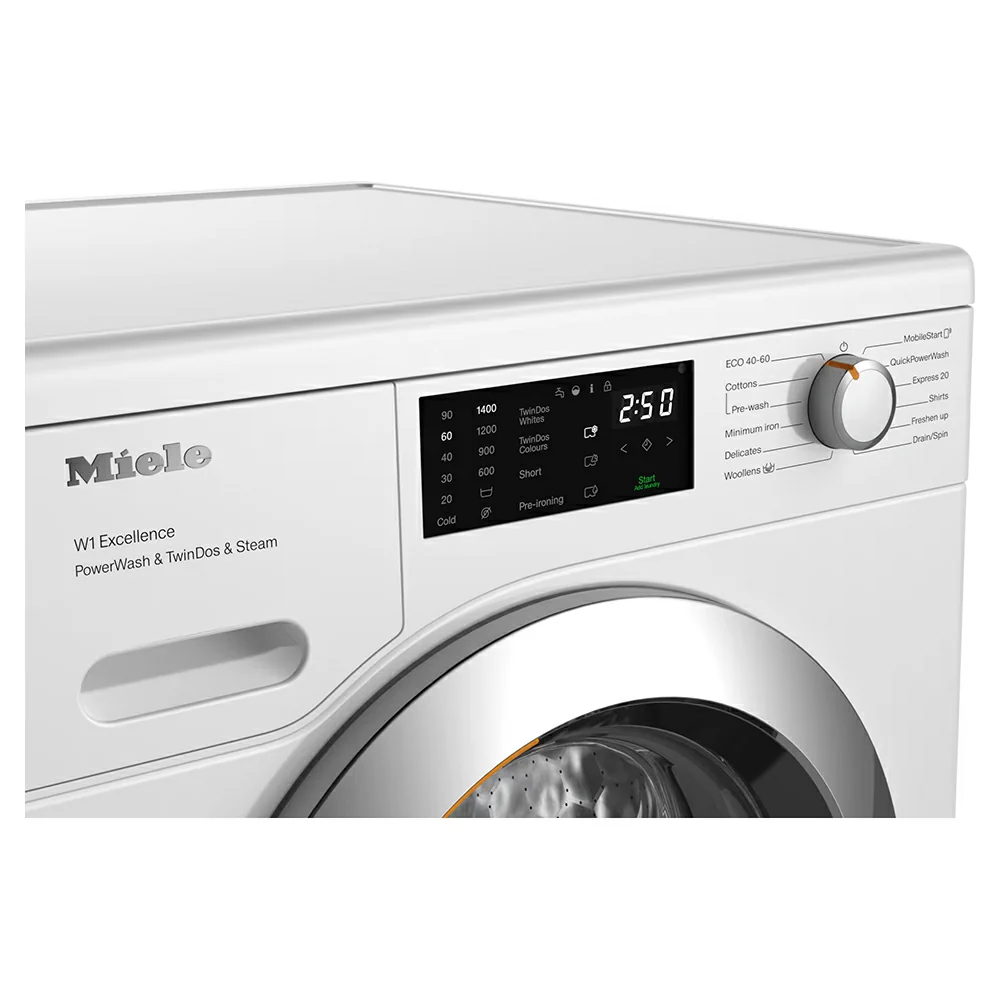 Miele PWash & TDos & Steam 9KG 1400RPM Freestanding Washing Machine - Lotus White | WEG885 WCS - Image 3