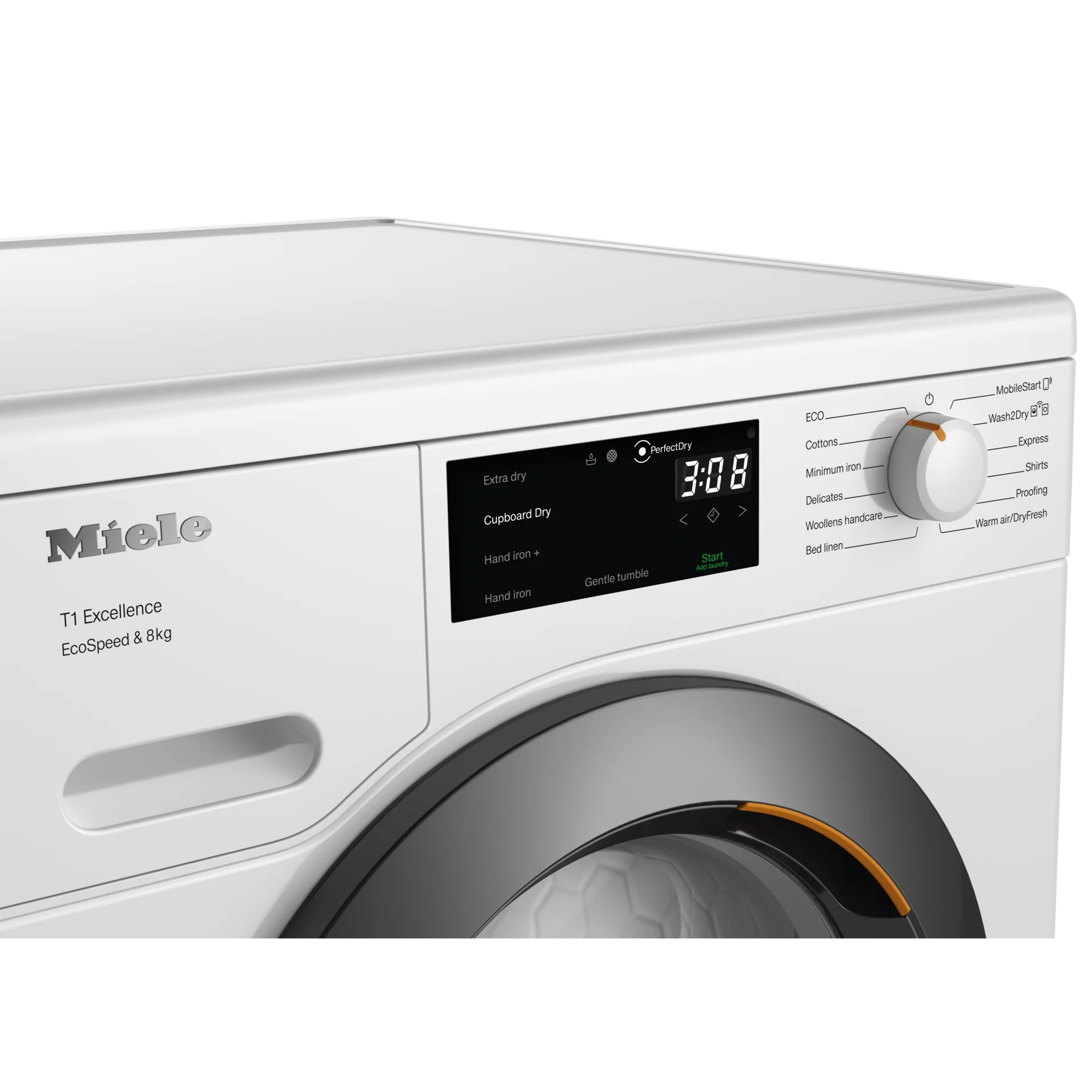 Miele T1 EcoSpeed 8KG Freestanding Heat Pump Tumble Dryer - Lotus White | TEC645 - Image 3