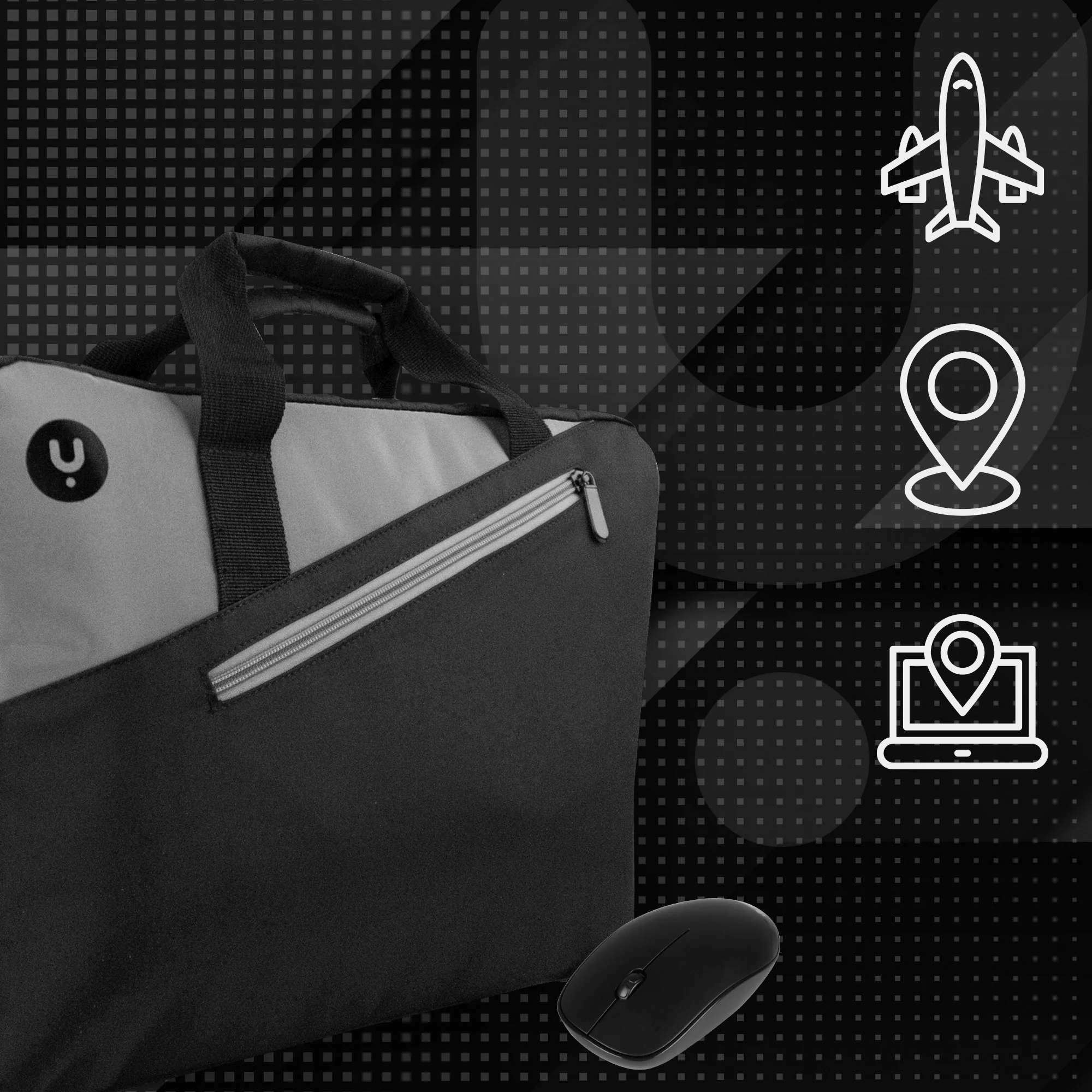 NGS Master Kit 15.6" Laptop Bag with Wireless Optical Mouse - Black & Grey | 617962 - Image 2