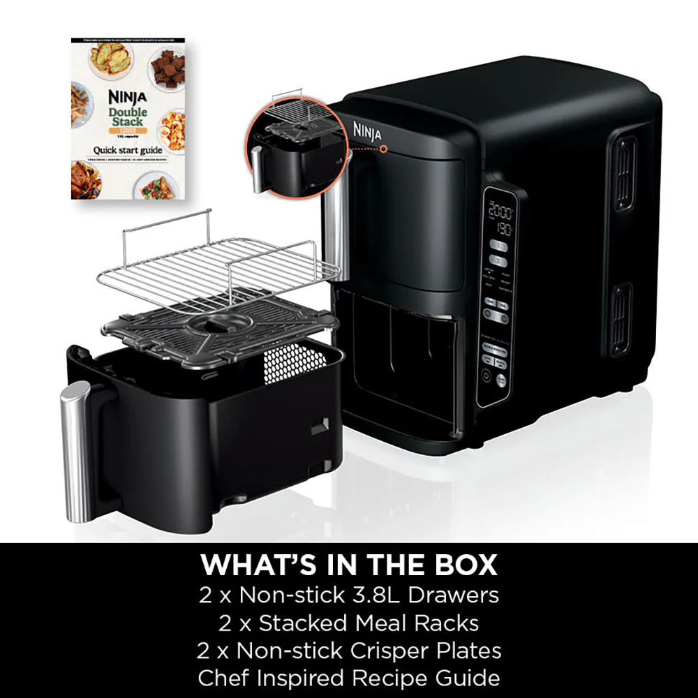 Ninja 7.6L Double Stack 2 Drawer Air Fryer - Black | SL300UK - Image 3