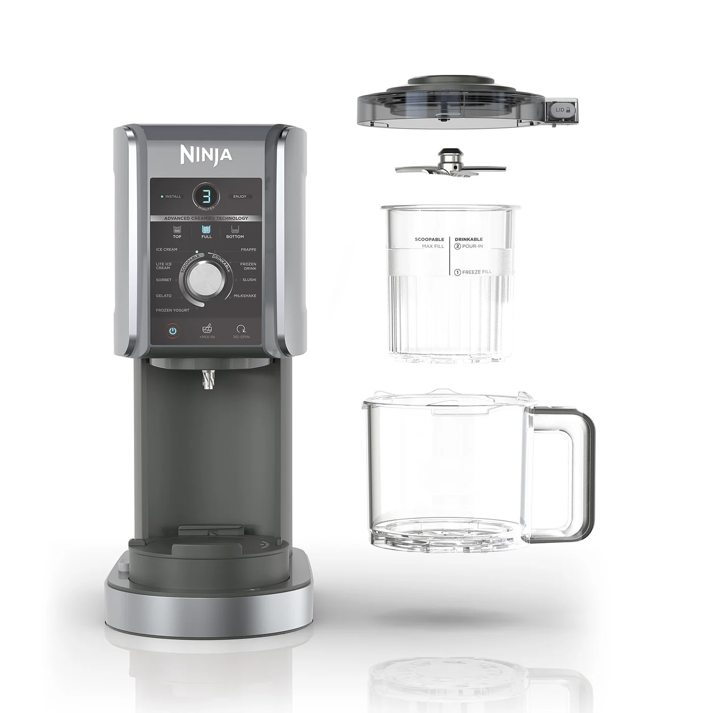 Ninja CREAMi Deluxe 10-in-1 Ice Cream and Frozen Drink Maker - Black & Silver | NC501UK - Image 2