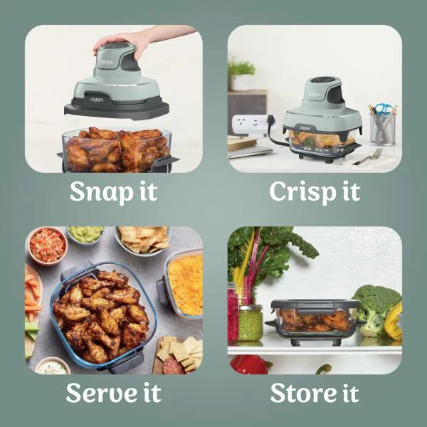Ninja CRISPi 4-in-1 Portable Glass Air Fryer - Sage | FN101UKSG - Image 2