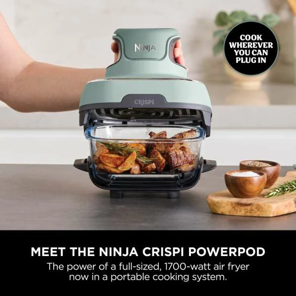 Ninja CRISPi 4-in-1 Portable Glass Air Fryer - Sage | FN101UKSG - Image 6