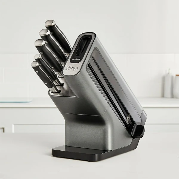 Ninja Foodi StaySharp Knife Block with Integrated Sharpener Set of 5 Piece - Silver & Black | K32005UK - Image 5