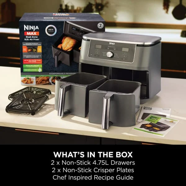 Ninja Max 6-in-1 Dual Zone 9.5L Air Fryer - Gun Metal Grey | DZ400UK - Image 5
