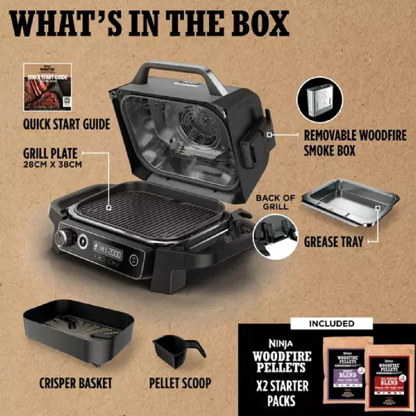 Ninja Woodfire 2400W Outdoor Electric BBQ Grill & Smoker - Grey & Black | OG701UK - Image 6