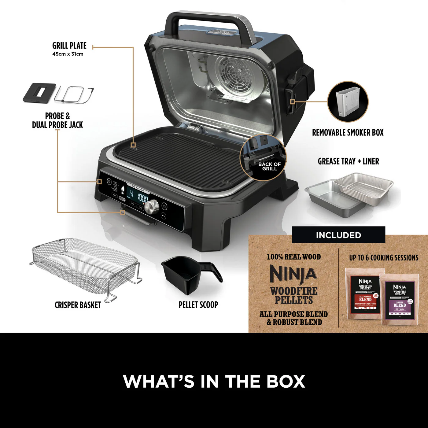 Ninja Woodfire Pro Connect XL Outdoor Electric BBQ Grill & Smoker - Black & Blue | OG901UK - Image 15