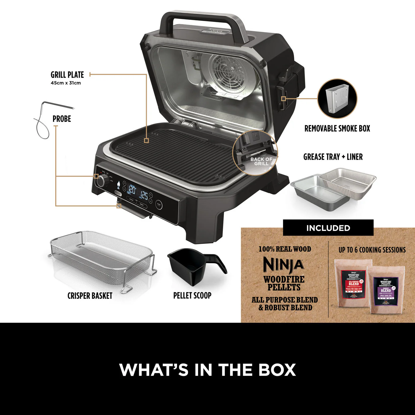 Ninja Woodfire Pro XL Outdoor Electric BBQ Grill & Smoker - Black & Grey | OG850UK - Image 13