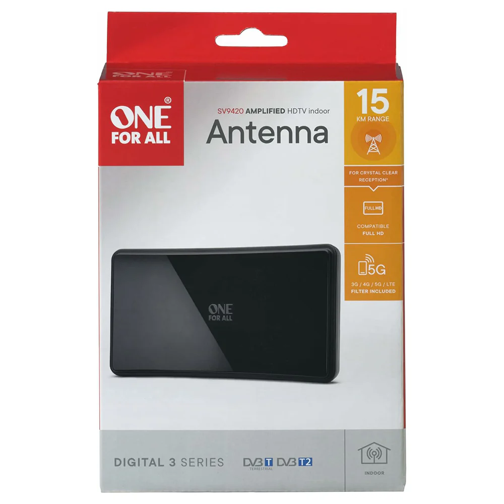 One For All 5G Amplified Indoor TV Antenna - Black | SV9420-5G - Image 4