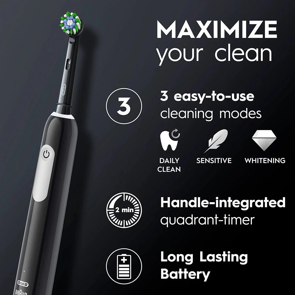 Oral-B Pro Series 1 Electric Toothbrush with Travel Case - Black Onyx | OB8001090914057 - Image 3