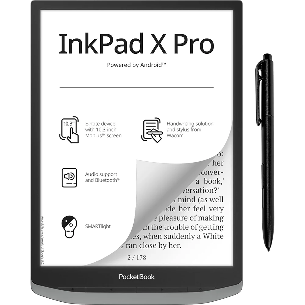 PocketBook Inkpad X Pro 10.3" Touchscreen eReader Tablet - Grey | 253-PB1040D-M-WW
