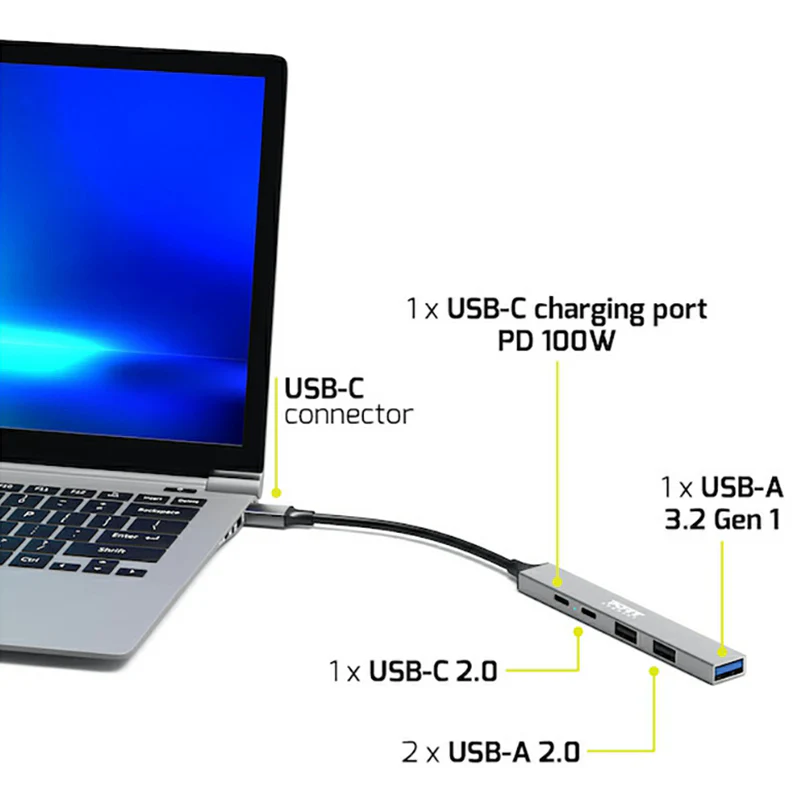 Port Connect USB-C Hub with 4 USB Ports - Grey | 900163 - Image 4