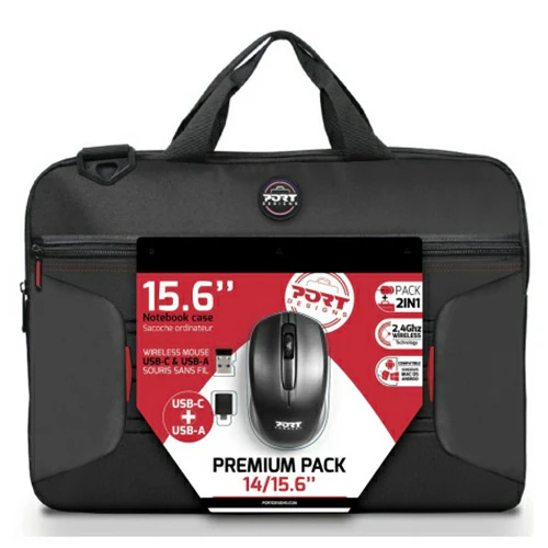 Port Designs 14/15.6" Laptop Bag with Wireless Mouse - Black | 501873