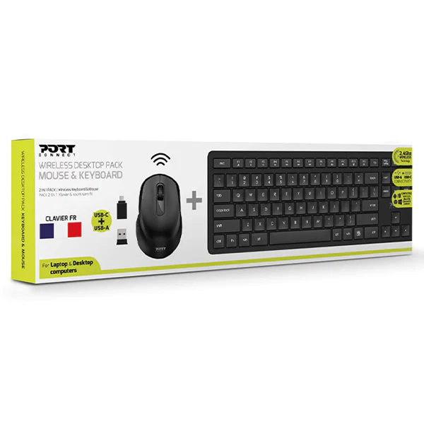 Port Designs Azerty Wireless Keyboard & Mouse - Black | 900904-UK - Image 5