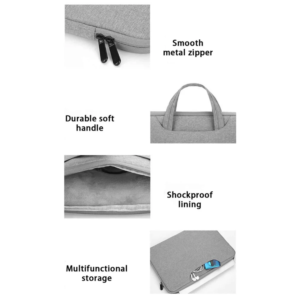 Prevo 14" Laptop Sleeve with Side Pocket - Light Grey | 262186 - Image 3
