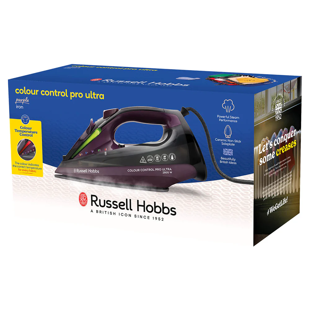 Russell Hobbs Colour Control Pro Ultra Steam Iron - Black and Purple | 27281 - Image 8