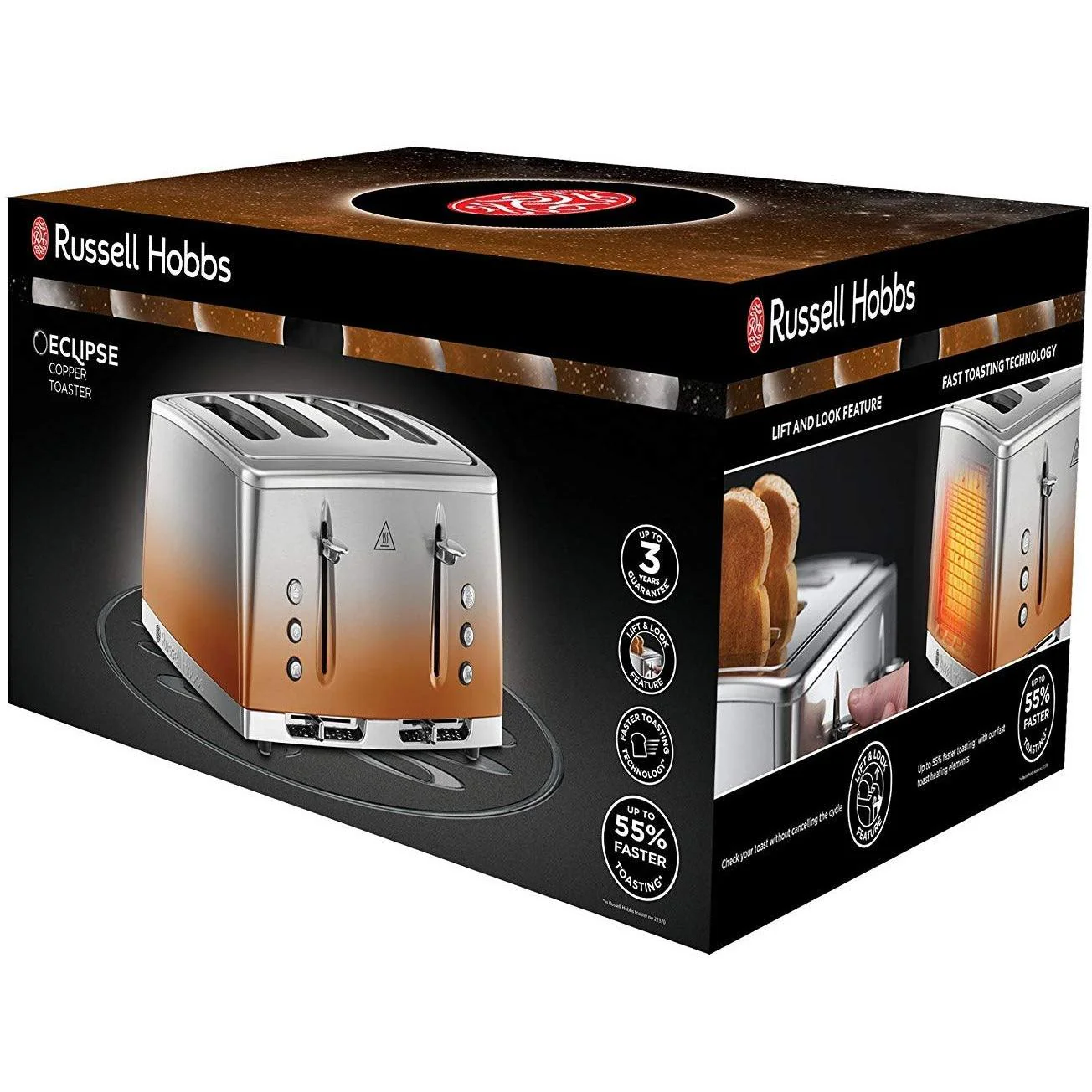 Russell Hobbs Eclipse 2400W 4 Slice Toaster - Copper Sunset | 25143 - Image 3