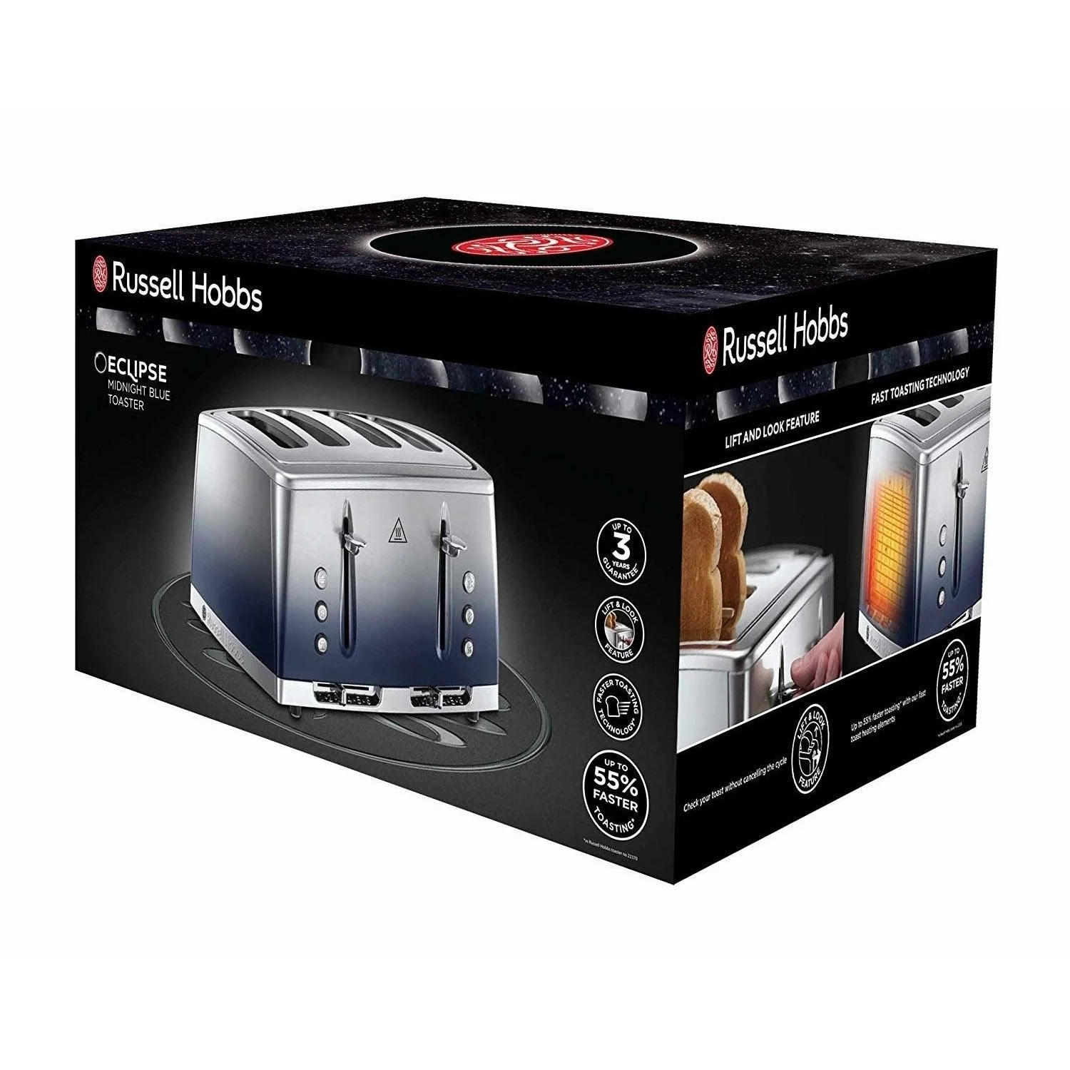 Russell Hobbs Eclipse 2400W 4 Slice Toaster - Midnight Blue | 25141 - Image 5