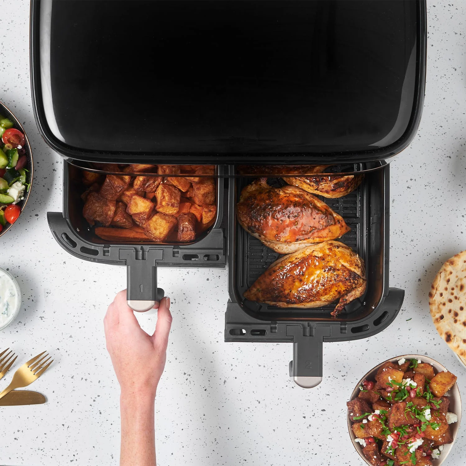 Russell Hobbs Satisfry 9L Dual Basket Air Fryer - Black | 27680 - Image 9
