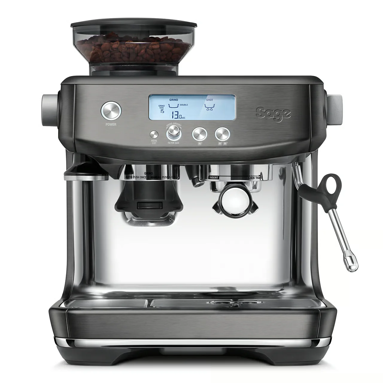 Sage The Barista Pro Espresso Coffee Machine - Black Stainless Steel | SES878BST4GUK1