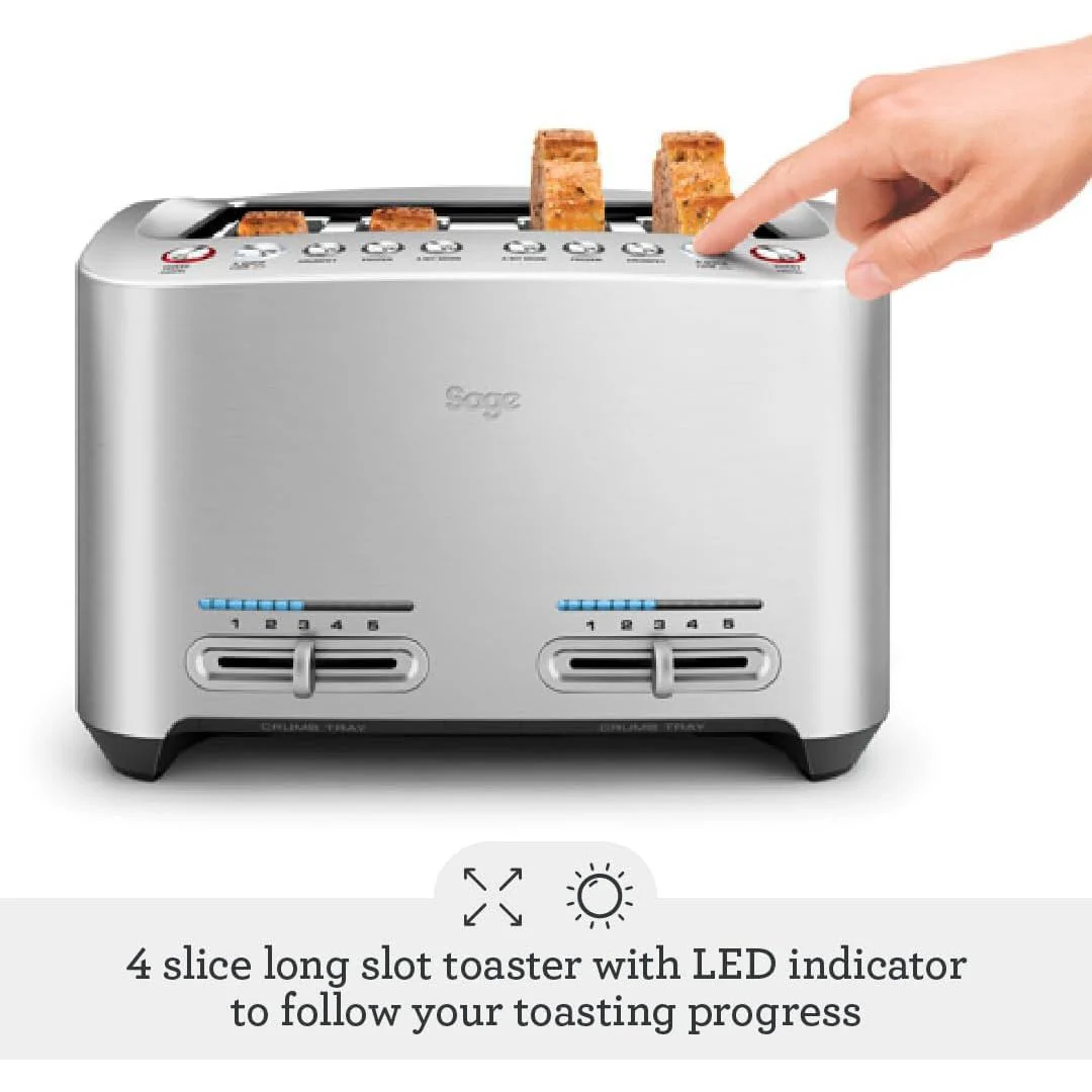 Sage The Smart Toast 4 Slice Toaster - Brushed Aluminium | BTA845UK - Image 2