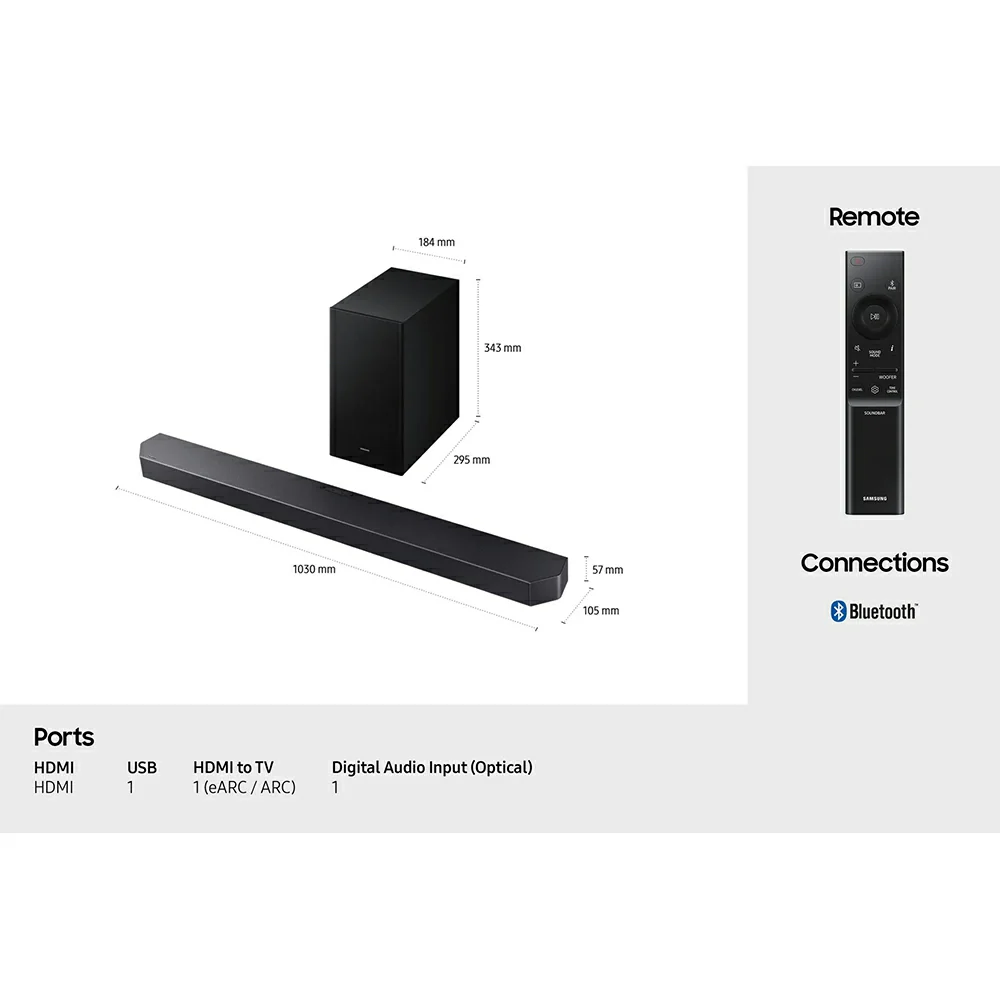 Samsung Q600F Q-Series 3.1.2CH Soundbar with Subwoofer - Titan Black | HW-Q600F/XU - Image 7