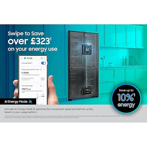 Samsung SpaceMax Bespoke AI Series 640L Freestanding Fridge Freezer - Silver | RS70F64KETEU - Image 8