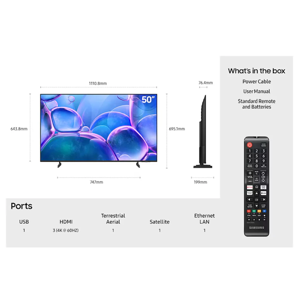 Samsung U7000F 50" 4K Smart TV - Black | UE50U7000FKXXU - Image 7