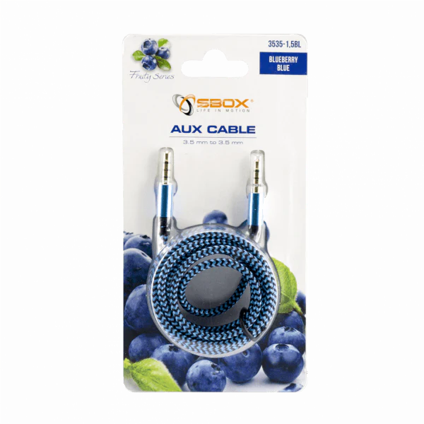 Sbox 1.5M 3.5MM Male Audio AUX Cable - Blue | 3535-1.5BL - Image 2