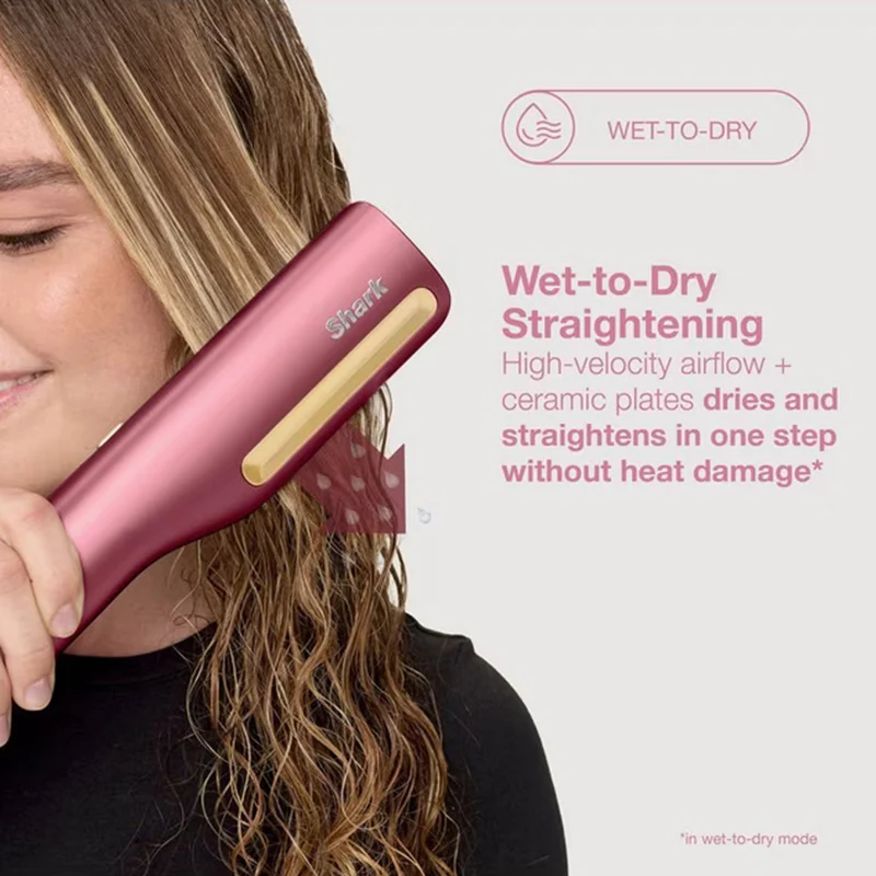 Shark SilkiPro Wet-To-Dry Ceramic Hair Straightener - Rose Petal | HT401UKPK - Image 7