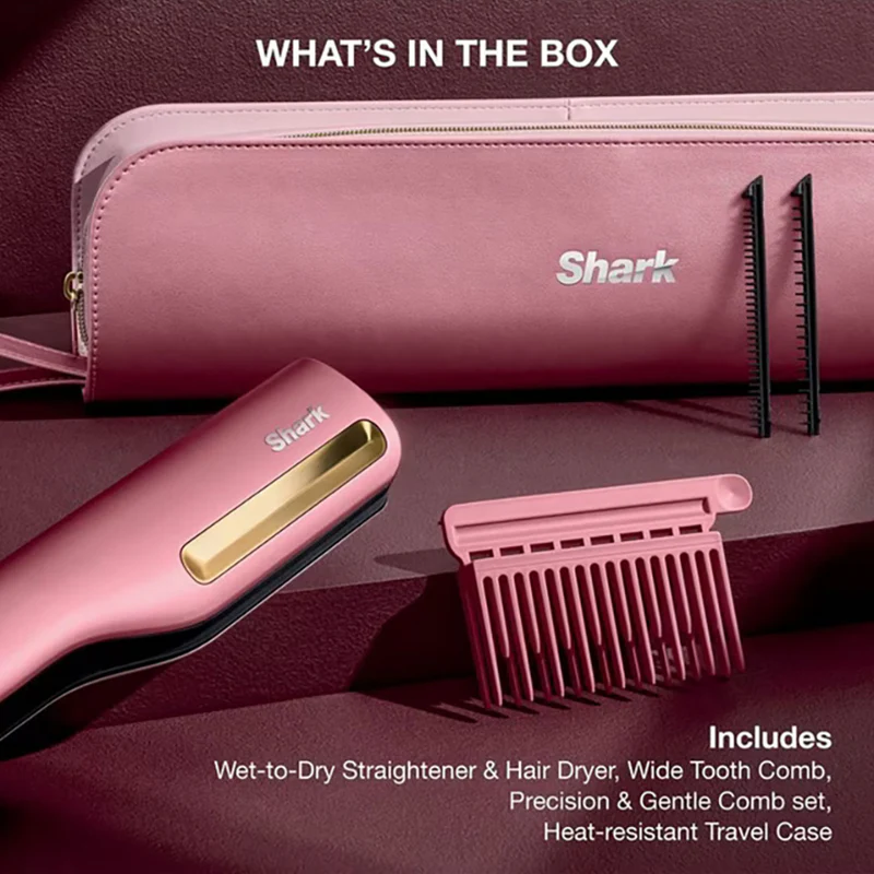 Shark SilkiPro Wet-To-Dry Ceramic Hair Straightener - Rose Petal | HT401UKPK - Image 9