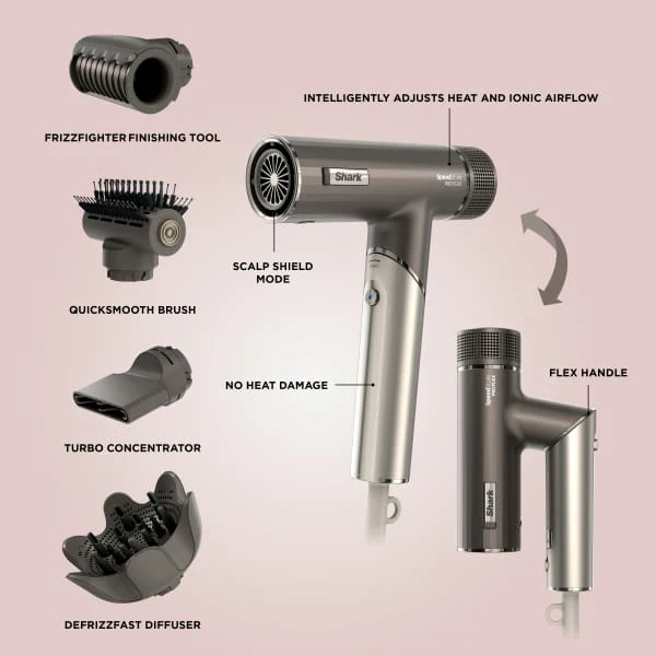 Shark SpeedStyle Pro Flex 4-In-1 High Velocity Hair Dryer - Mocha & Silver | HD542UK - Image 8