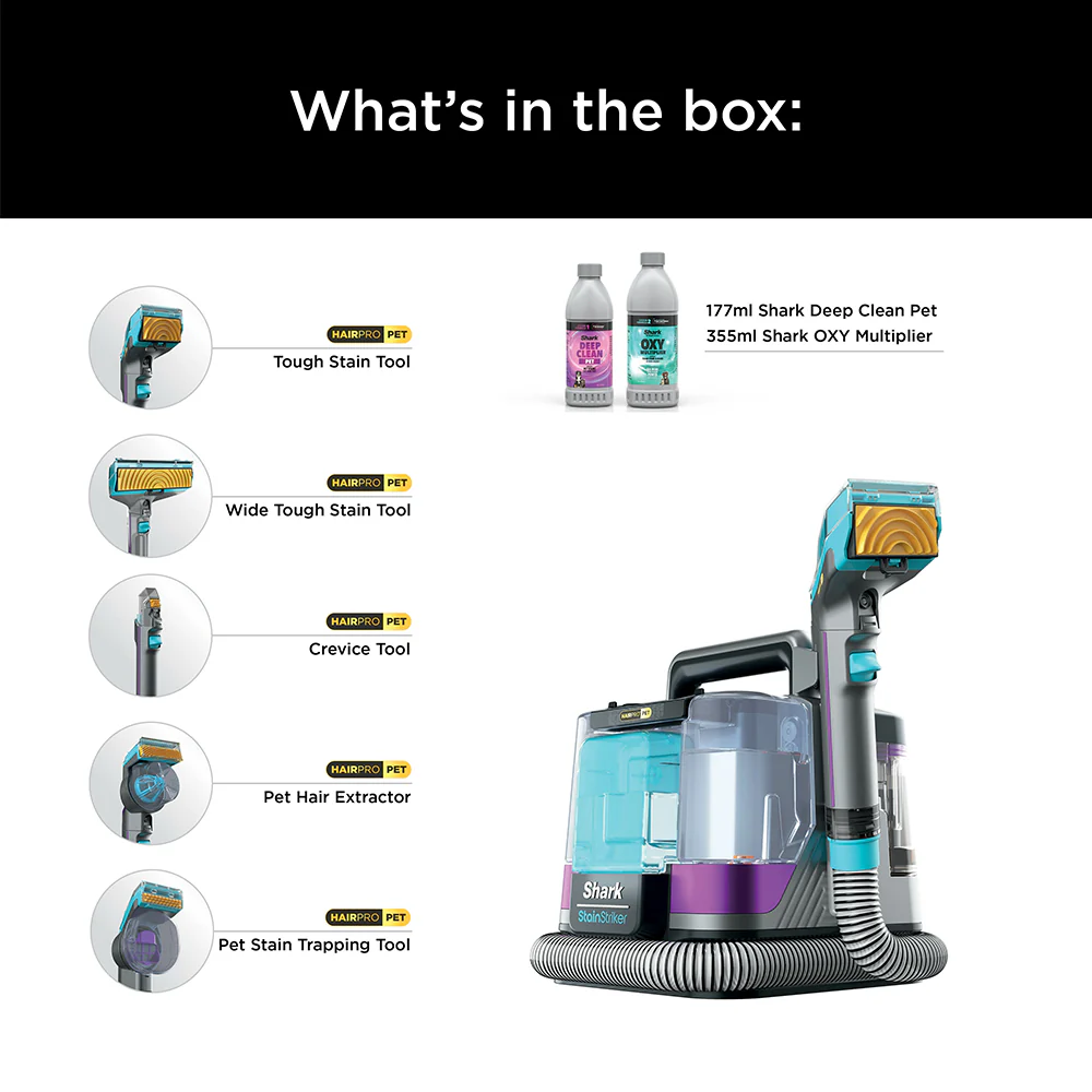 Shark StainStriker HairPro Pet Stain & Spot Vacuum Cleaner - Dark Silver & Force Fuscia | PX250UKT - Image 14