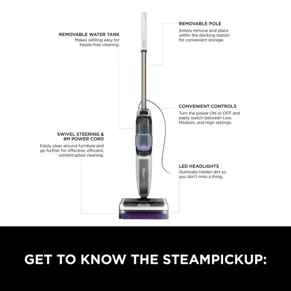 Shark SteamPickUp Bagless Hard Floor Vacuum Cleaner - White | SD200UK - Image 8
