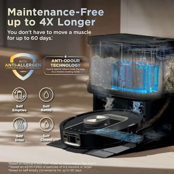 Shark ThermaCharged PowerDetect Robot Vacuum Cleaner - Black | RV2900XEUK - Image 4