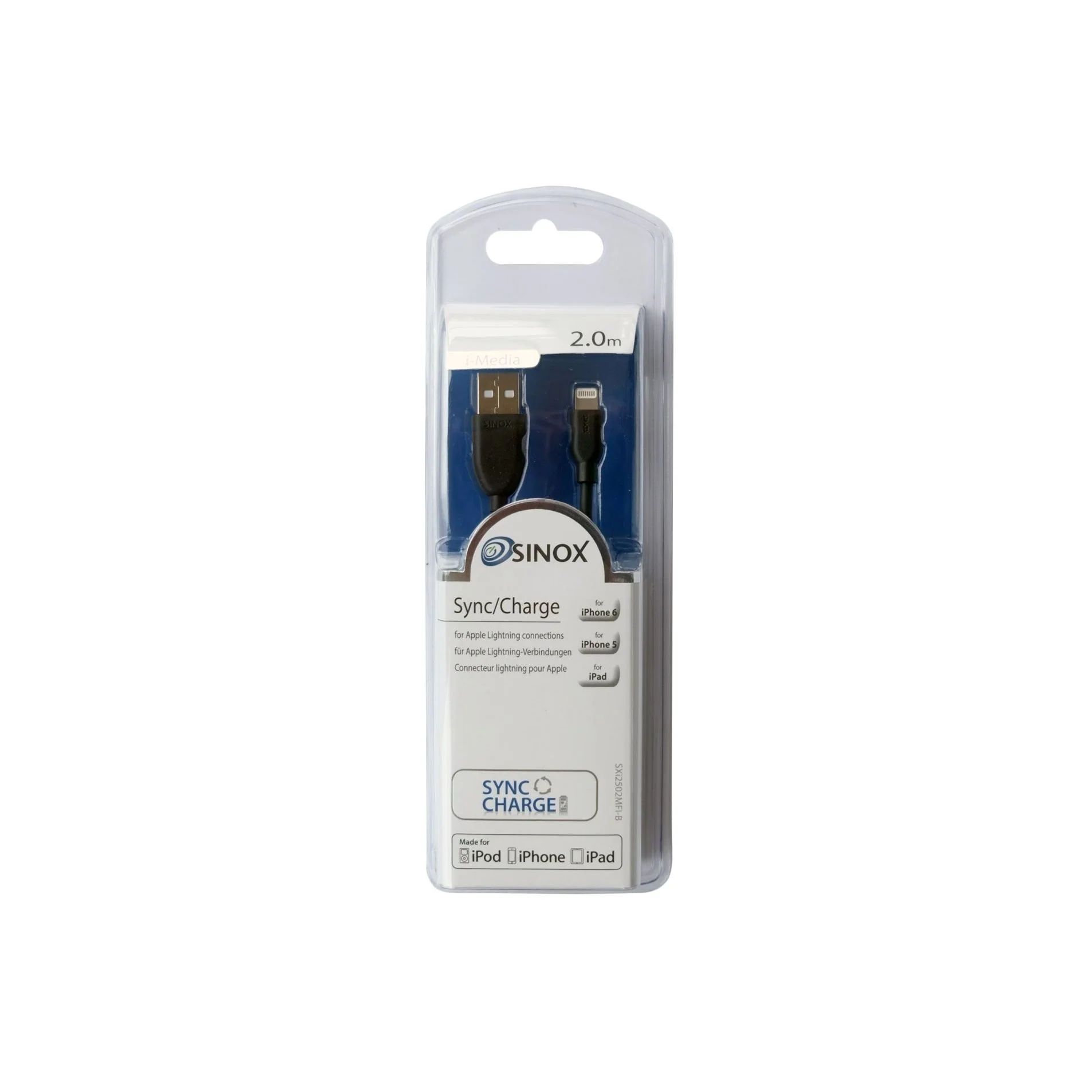 Sinox 2M iMedia Lightning Cable with Original Apple Chip - Black | XI2502B - Image 5