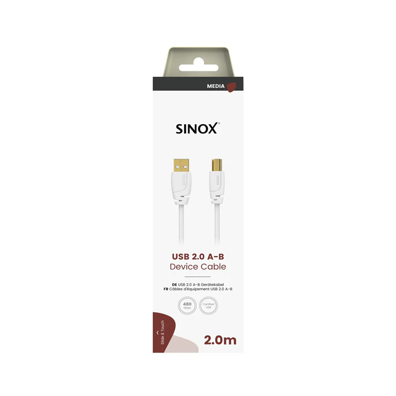Sinox 2M USB 2.0 Printer Cable - White | 51088 - Image 2
