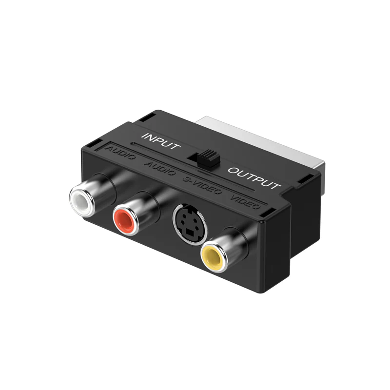 Sinox 3 RCA Phono Switchable Scart Adapter - Black | 52627