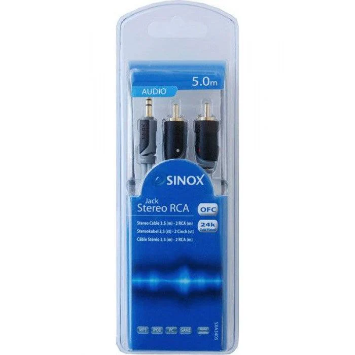 Sinox 5M 3.5mm Male to 2 x RCA Male Audio Cable - Gray | XA3405 - Image 2