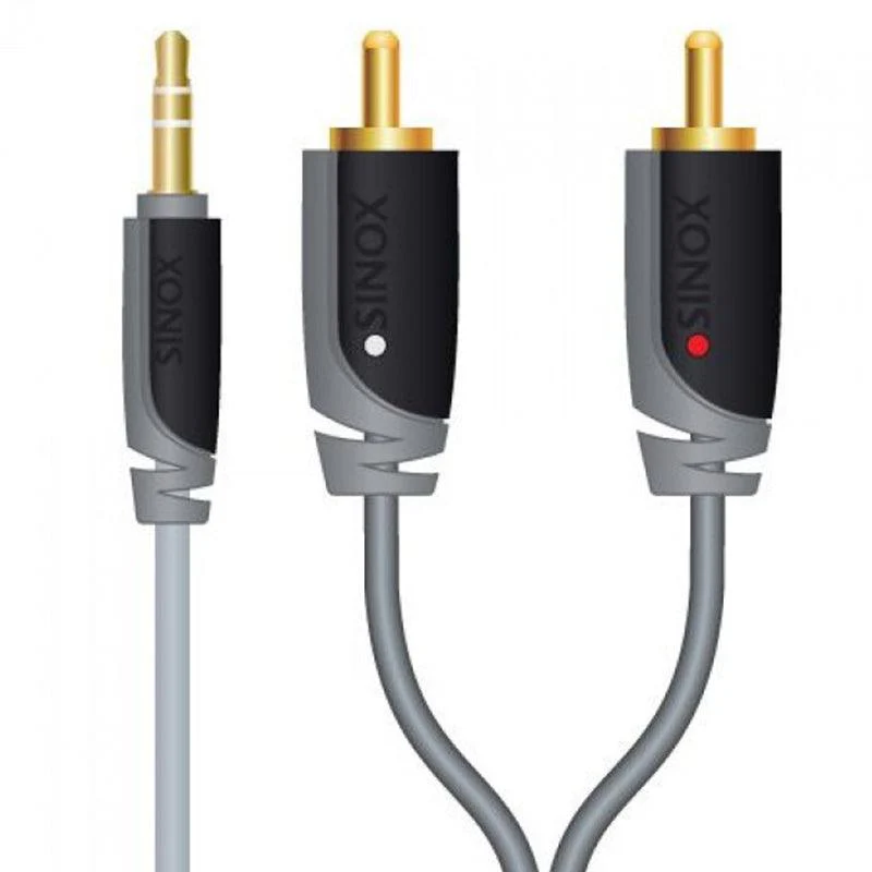 Sinox 5M 3.5mm Male to 2 x RCA Male Audio Cable - Gray | XA3405 - Image 4