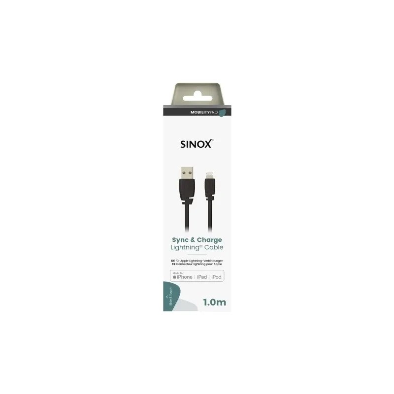 Sinox PRO 1M Lightning Cable with Original Apple Chip - Black | 51118 - Image 2