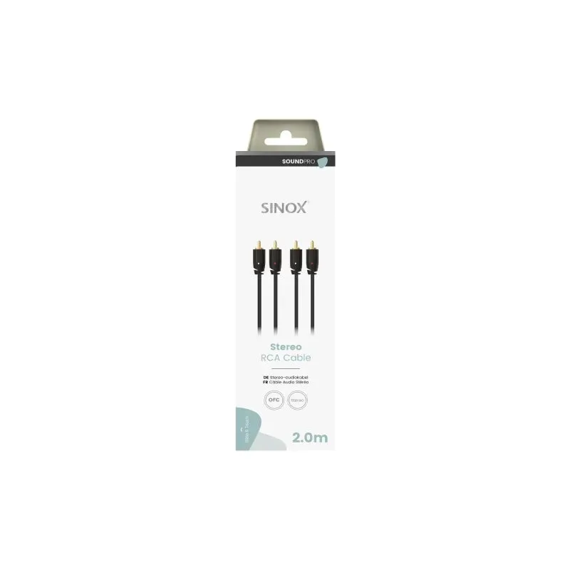 Sinox Pro 2M Stereo RCA Phono Cable - Black | 52214 - Image 2