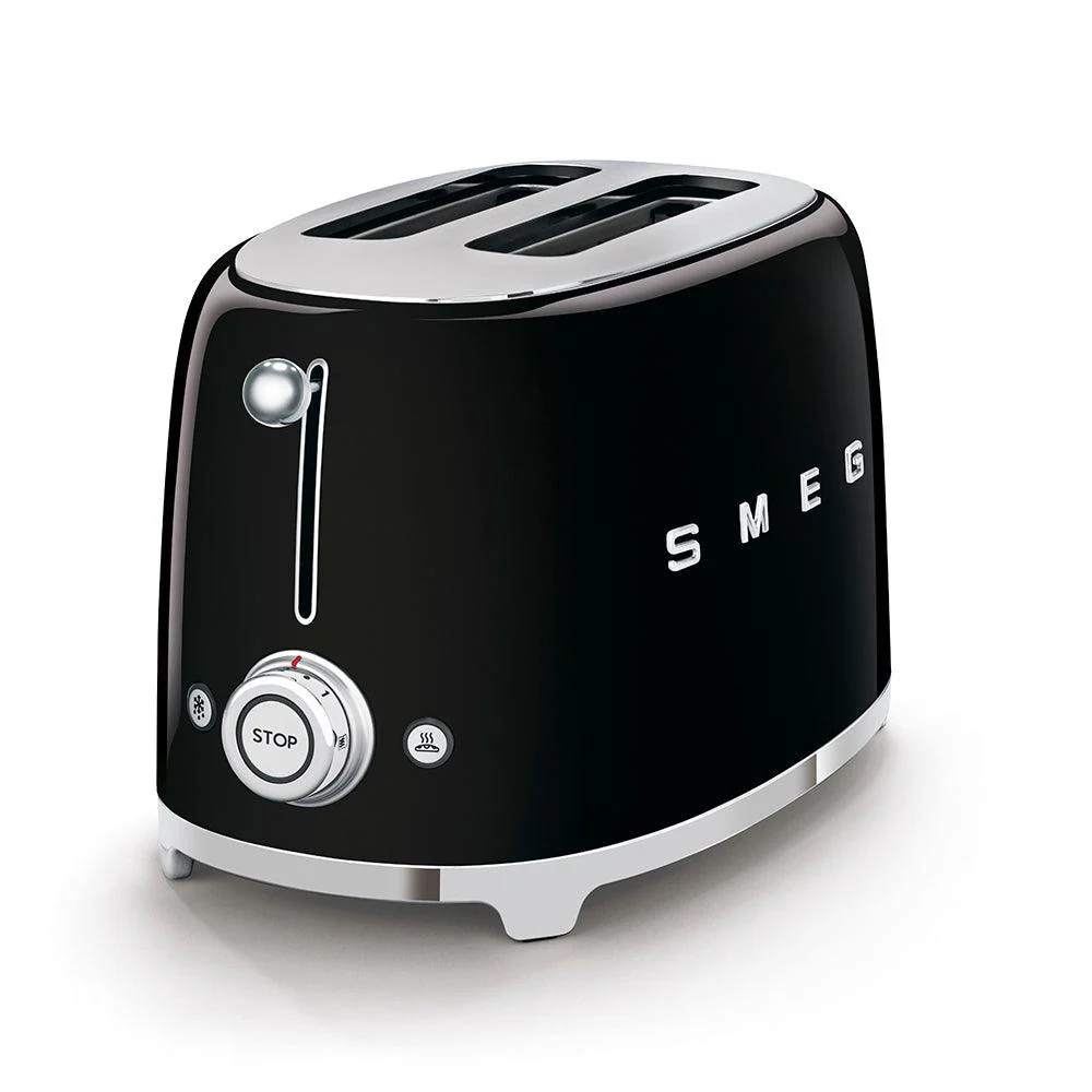 Smeg 950W 2 Slice Toaster - Black | TSF01BLUK
