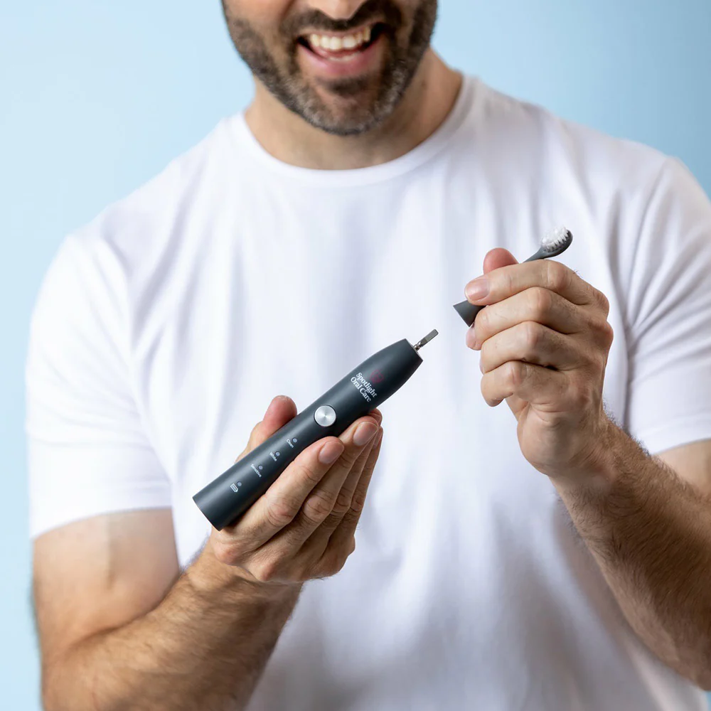 Spotlight Oral Care Sonic Toothbrush Replacement Heads Pack of 3 - Graphite Grey | GREYHEADS - Image 2