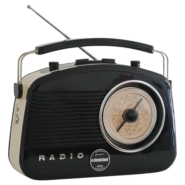 Steepletone Brighton FM/MW/LW Portable Retro Radio - Black | BRIGHTONBLK