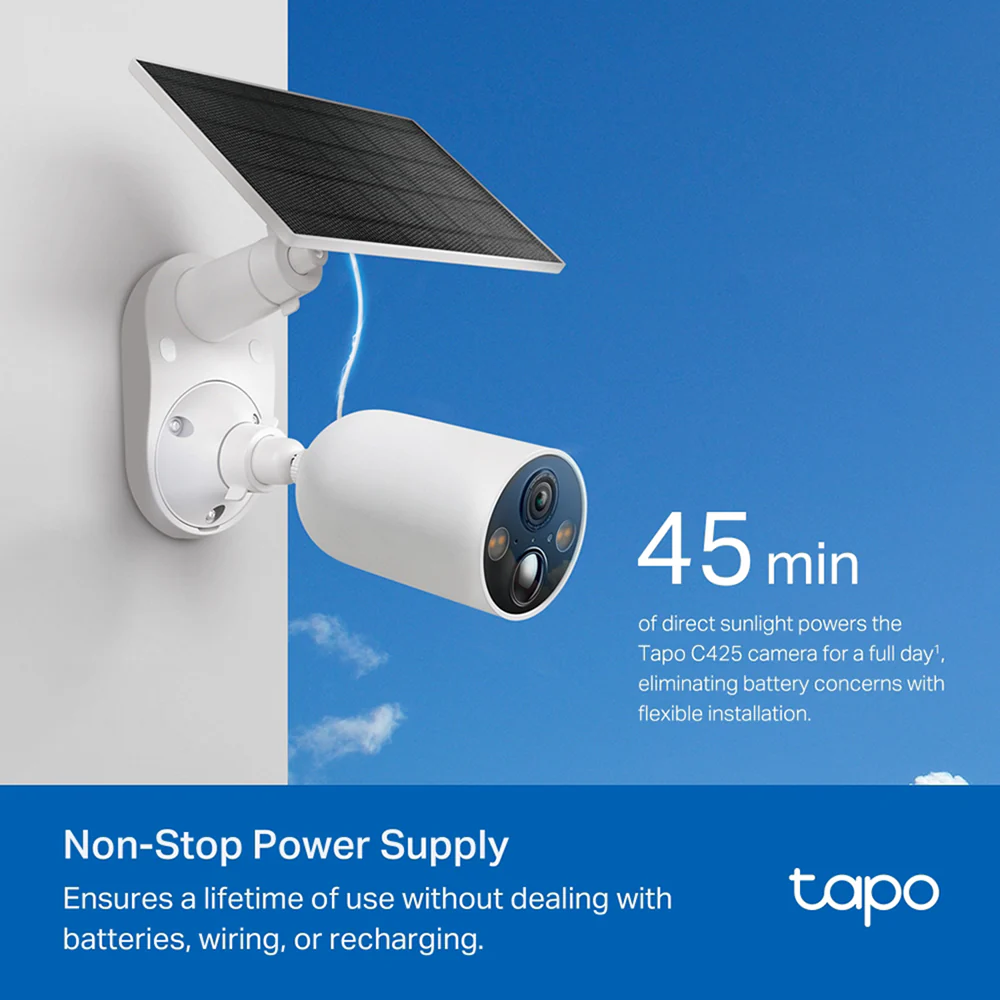 Tapo 2K Solar Powered Security Camera Kit - White | TAPO C425 KIT - Image 4