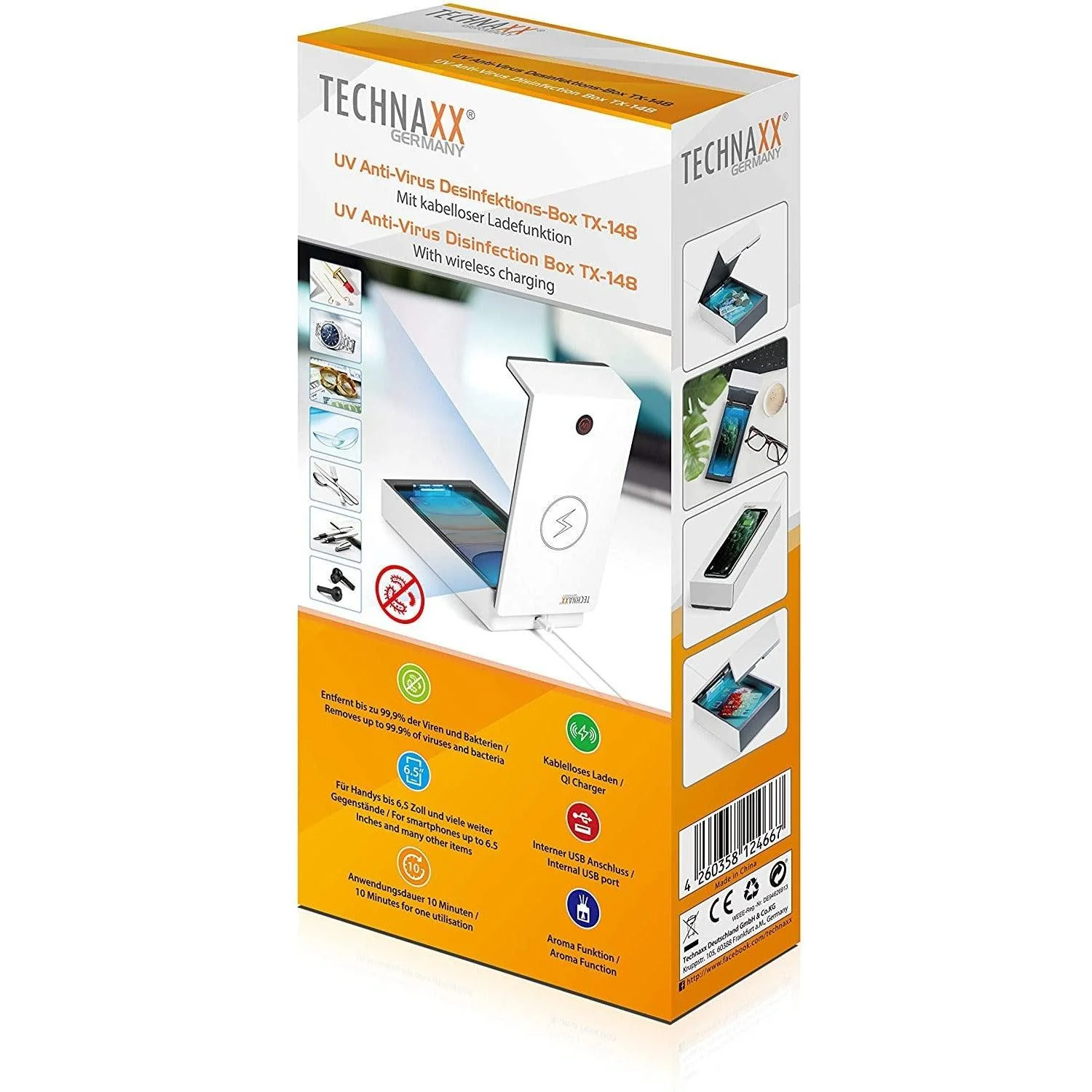 Technaxx UV Anti-Virus Disinfection Wireless Charging Box - White | TX-148 - Image 6