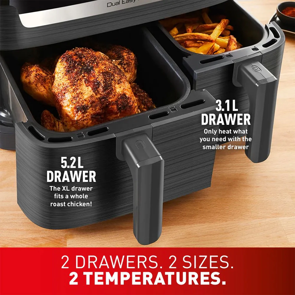 Tefal 8.3L Easy Fry Dual Air Fryer - Coal | EY901HG0 - Image 2