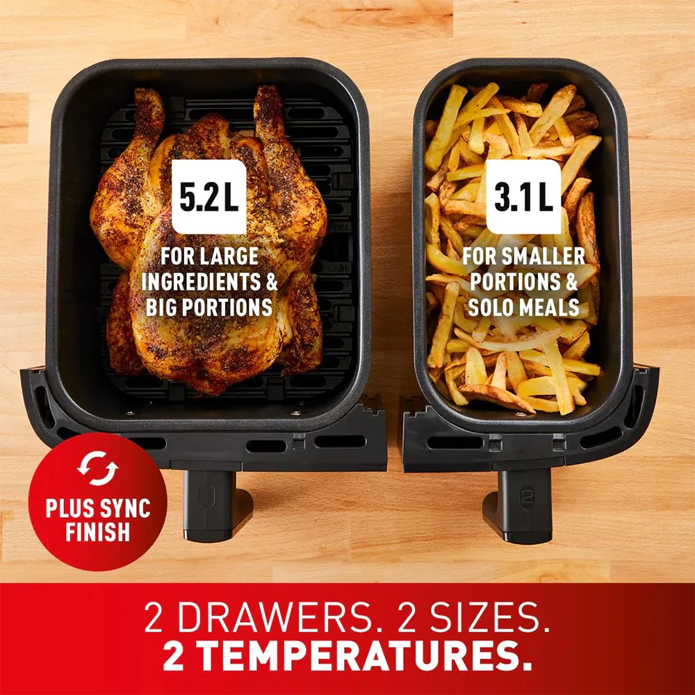 Tefal 8.3L Easy Fry Dual Air Fryer - Coal | EY901HG0 - Image 5