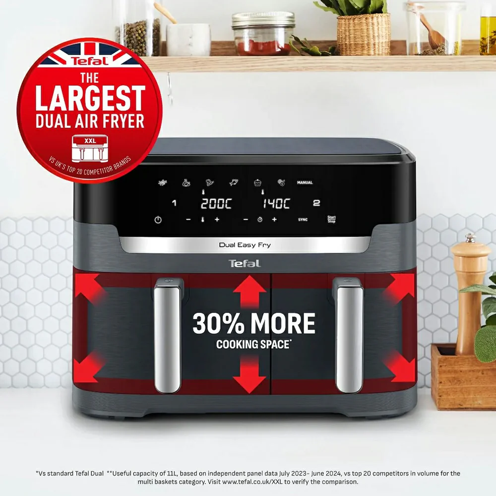 Tefal Easy Fry Dual XXL 11L Air Fryer - Coal Grey | EY942HG0 - Image 5